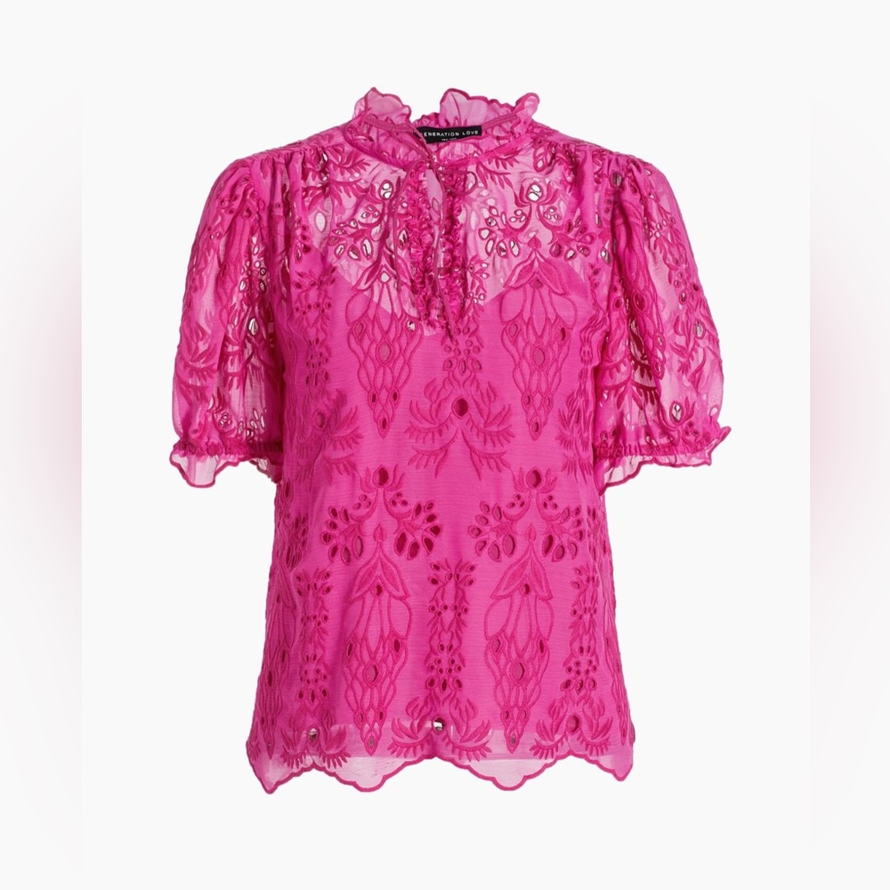 Generation Love hot pink Embroidered Short Sleeve Top Size M
